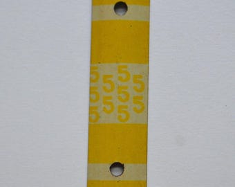 Vintage Yellow White Metal Numbered Tag Xylophone Key - Number 5