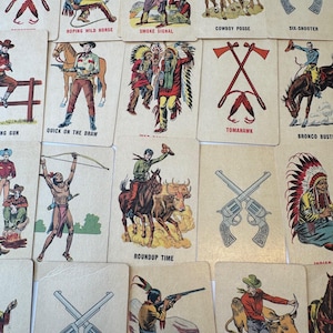 Vintage EduCard Cowboy und Indianer Kinderspielkarten Lot von 12