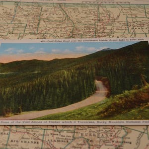 Vintage Ephemera Gedächtnis-ikonenhafte Andenken Rocky Mountain Nationalpark Colorado-Spur Kante-Straßen-Reise-Postkarte