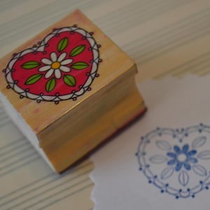 Heart Wood Mounted Rubber Stamp