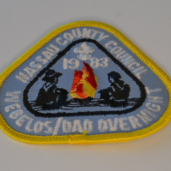 Reclaimed Vintage Boy Cub Scouts Nassau County Council Webelos Dad Overnight Camping Badge Patch