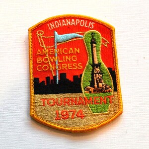American Bowling Congress ABC League Tournament 1974 Indianapolis Bowling Vintage Embroidered Badge Patch