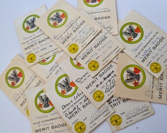 Vintage Boy Cub Scout Merit Badges Cards Ephemera Set of 13
