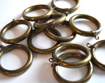 Anillos de cortina redondos de latón vintage de 1,5" (3,8 cm) - Lote de 11