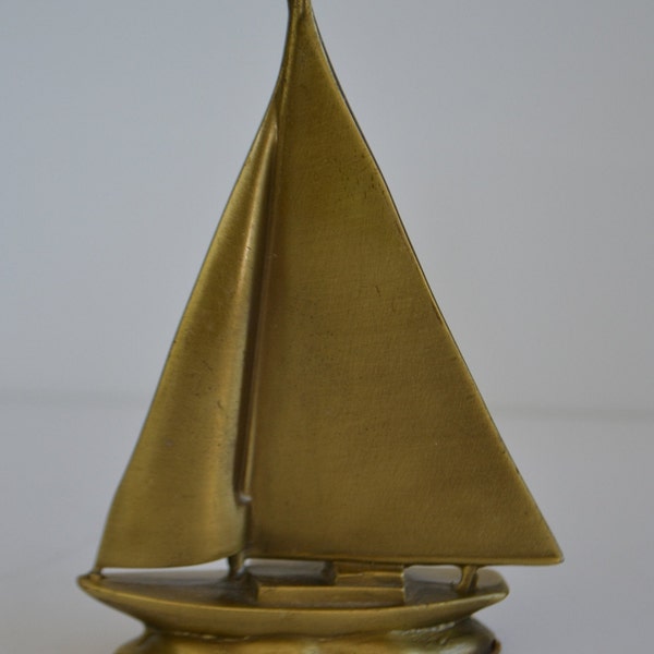 Vintage Small Brass Nautical Boat Sailboat Home Decor