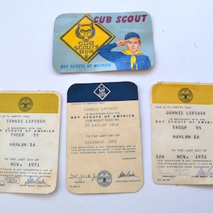 Vintage Boy Cub Scout Membership Award Cards Ephemera Set of 4
