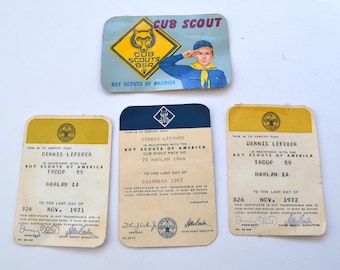 Vintage Boy Cub Scout Membership Award Cards Ephemera Set of 4