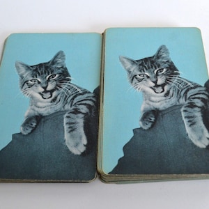 Lot de 25 cartes à jouer éphémères chats bleus vintage chatons animaux