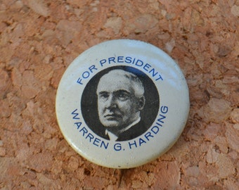 Vintage Warren Harding 1920 Presidential Candidate Campaign Vote Voting Pin Pinback Button