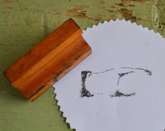 Vintage aula de madera manipulada goma montado sello - puntero que señala el dedo Lote 3