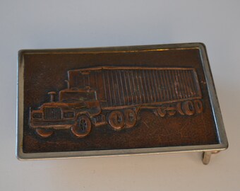 Vintage Rectangle Semi-Truck Trailer Belt Buckle