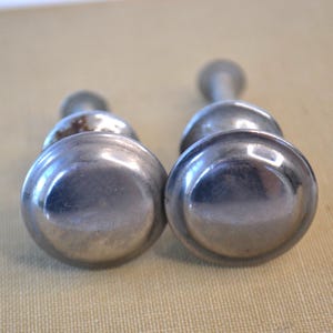 Vintage Retro Midcentury Silver Metal Dresser Drawer Cabinet Furniture Handle Knob Pulls Hardware Set of 2