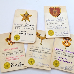 Vintage Boy Cub Scout Membership Award Cards Ephemera Set of 5