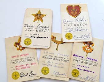 Vintage Boy Cub Scout Membership Award Cards Ephemera Set of 5