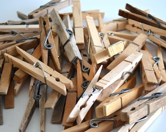 Vintage Assorted Wood Clothespins Lot of 10