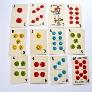 Lote de 10 tarjetas de juego vintage para niños de McGraw Horse de Quick Draw de Educard