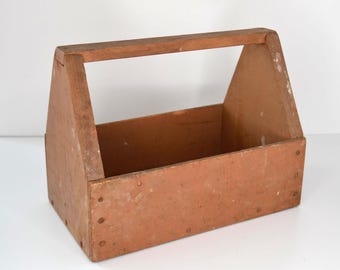 Vintage Holz Werkzeug Original Garten Aufbewahrungsbehälter Toolbox Werkzeugkasten Caddy