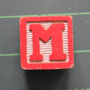 Vintage Red Wood Block Letter Initial Refrigerator Magnet M - Etsy