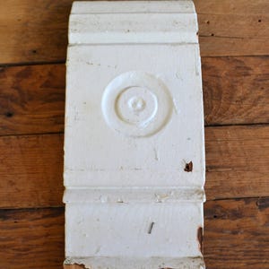 Antique Vintage Off White Chippy Painted Wood Corner Rosette Architectural House Home Molding Trim