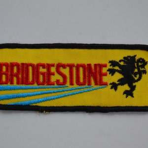 Vintage Bridgestone Embroidered Yellow Blue Black Motorcycle Applique Patch