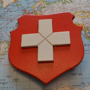Vintage Wood Swiss Switzerland Lapel Jacket Jewelry Pin