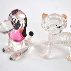 Vintage Plastic Small Animals Snoopy The Dog And Cat - Lot of 2