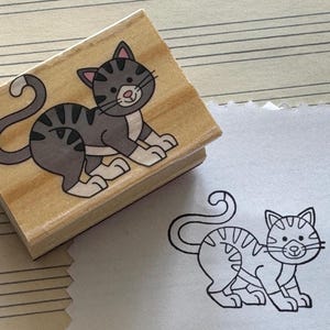 Cat Wood Mounted Rubber Stamp
