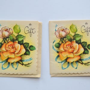 Vintage Floral Small Gift Unused Greeting Cards Stationary with Envelopes Ephemera Set of 2