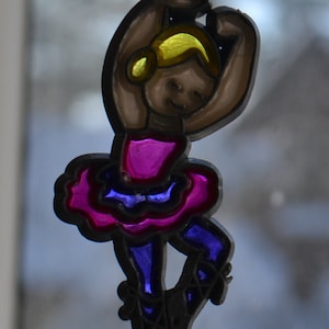 Vintage Window Ballet Ballerina Dance Dancer Stained Glass Ornament