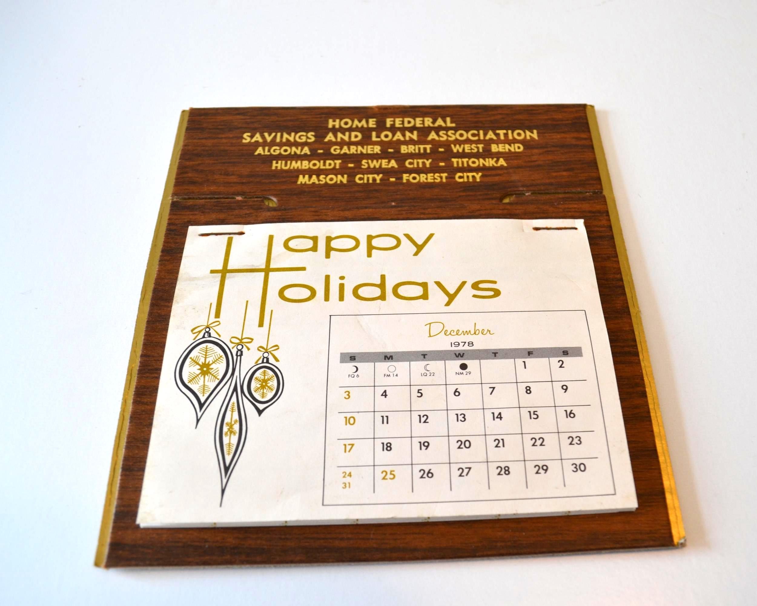 Vintage Bank Calendar - Etsy