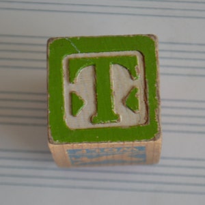 Vintage Green Block Letter Initial Refrigerator Magnet T