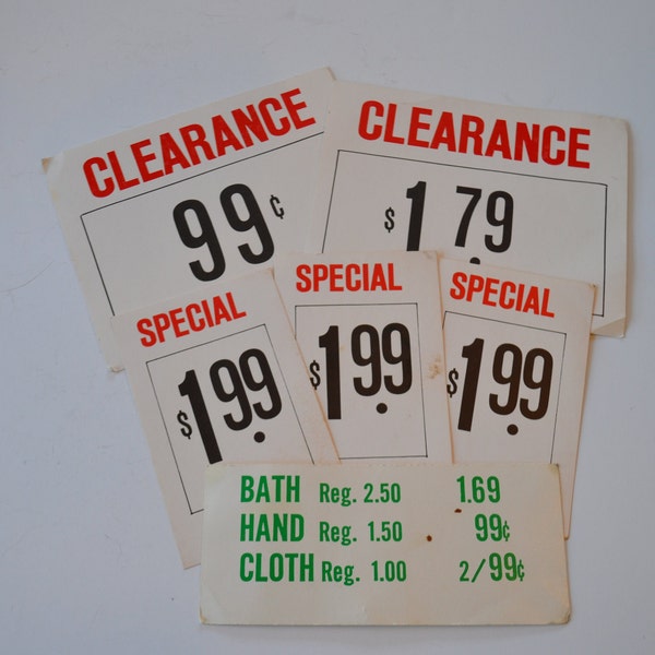 Vintage Retail Store Price Tags Cards Assorted Lot of 6