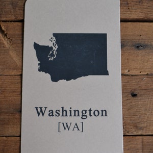 Vintage Cardstock Lerninformationskarte Bundesstaat Washington