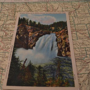 Vintage Ephemera Speicher kultige Andenken obere Falls Grand Canyon Yellowstone Nationalpark Reise-Postkarte
