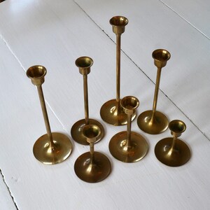 Vintage Brass Tapered Candle Candlestick Holders Lot of 7