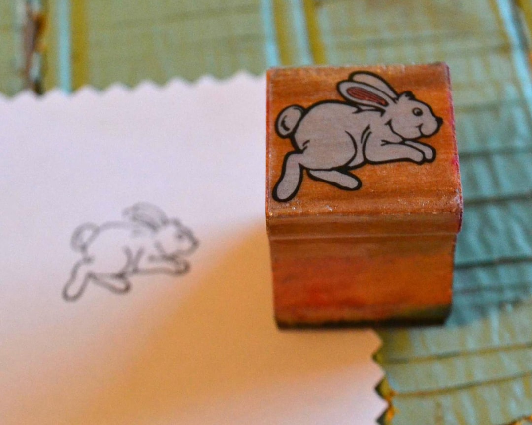 Small Rabbit Bunny Wood Mounted Rubber Stamp - Etsy