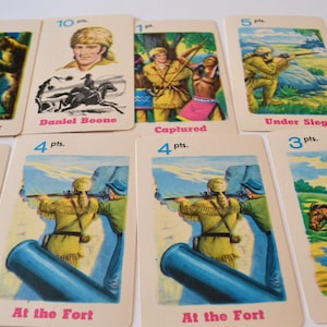Juego de cartas vintage para niños pequeños Daniel Boone (lote surtido de 11)