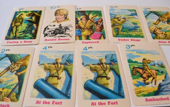 Vintage Small Kids Childrens Daniel Boone Card Game Assorted Lot