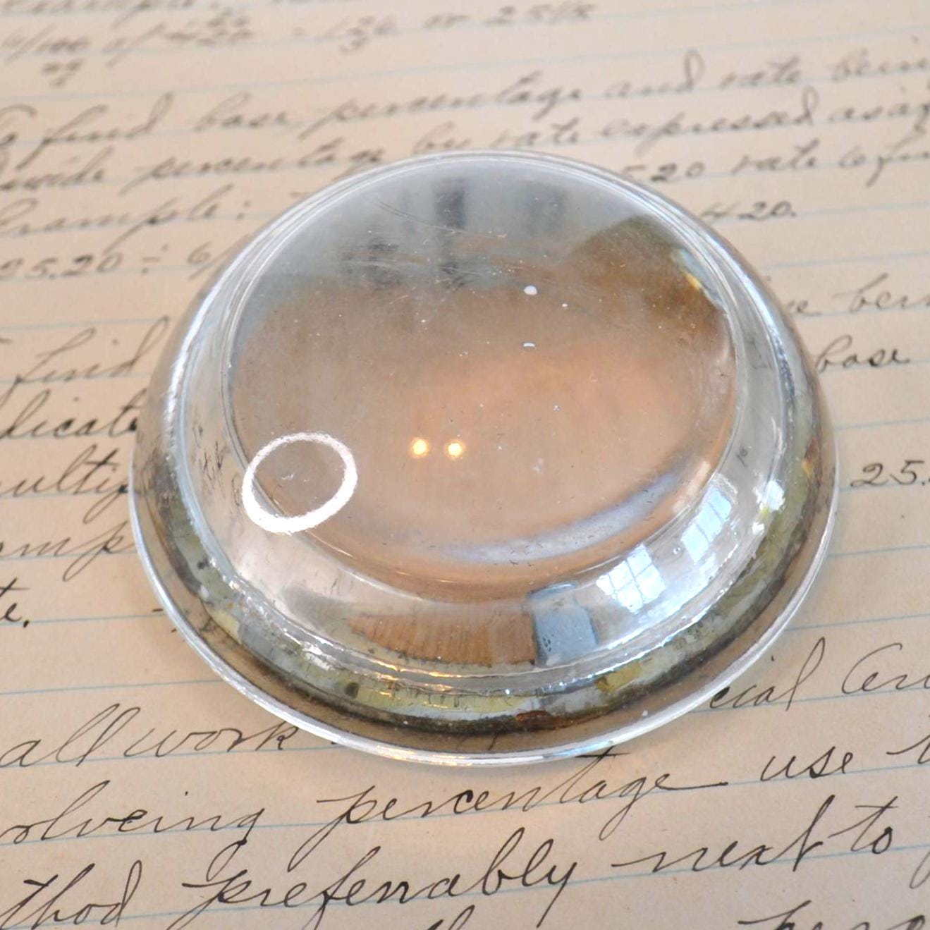 Vintage Clear Circle Shaped Office Home Paperweight - Etsy