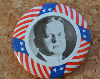Vintage Herbert Hoover 1928 Presidential Candidate Campaign Vote Voting Pin Pinback Button