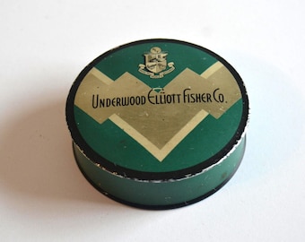 Vintage Underwood Elliott Fisher Co. Typewriter Round Ribbon Storage Tin Box