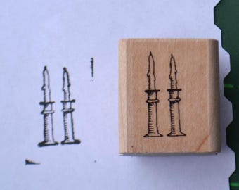 Vintage Candles Candlesticks Wood Mounted Rubber Stamp