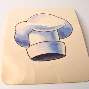 Vintage 1989 Taalontwikkeling Flashcard Flash Card Afbeelding Afbeelding - Chef-kokhoed