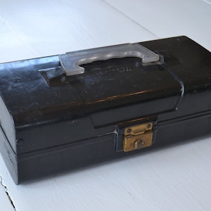 Vintage Garcia Tool Original Black Plastic Storage Container Craft Tackle Box Toolbox Tool Box