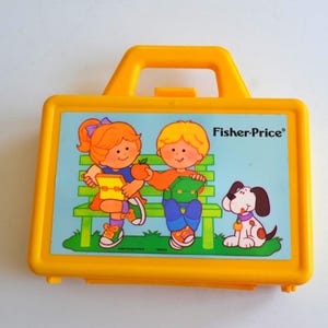 Vintage Fisher Price Yellow Childrens Kids Lunch Pail Lunch Box Lunchbox