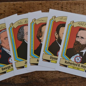 Lot de 8 cartes de portraits, faits amusants, présidents des États-Unis