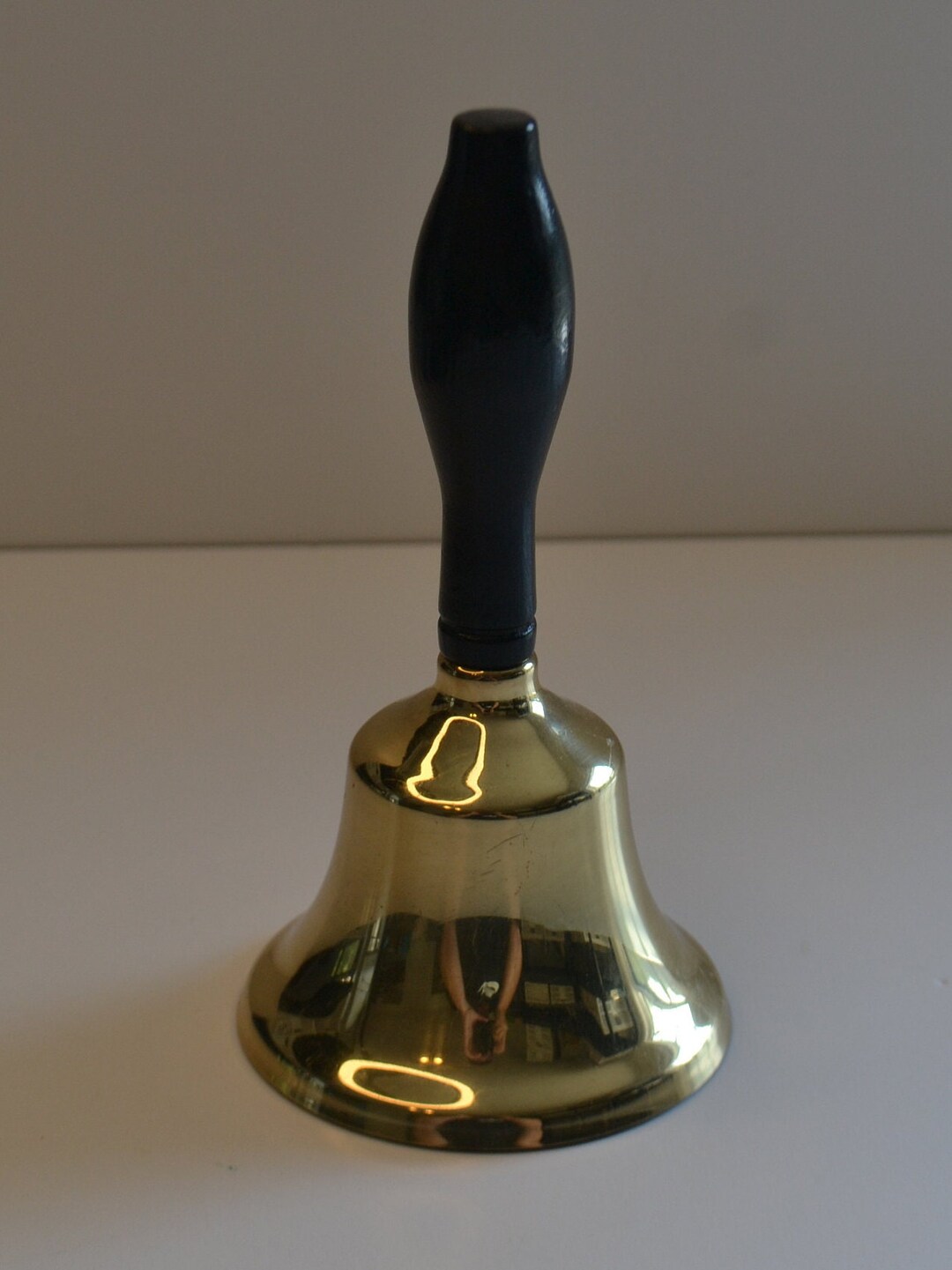 Vintage School Black Handle Metal Brass Handbell Bell Etsy