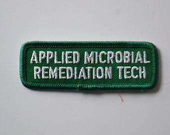 Reclaimed Embroidered Green White Work Applied Microbial Remediation Tech Cleaning Technician Patch Badge