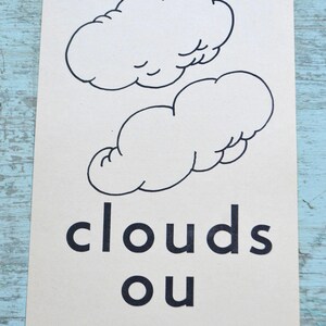 Vintage Ephemera Flash Card Flashcard Scrapbooking Large Picture - Clouds