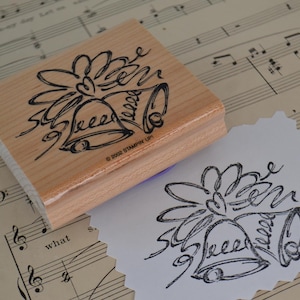 Vintage Stampin Up Holiday Christmas Bells Wood Mounted Rubber Stamp